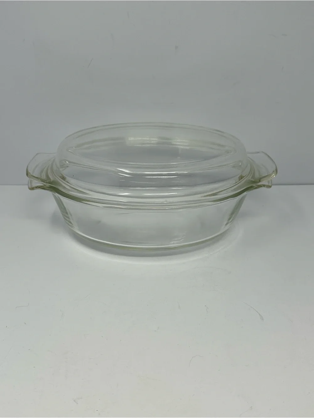 Vintage FIRE KING Anchor Hocking Clear Oval Dish with Lid #433 Casserole 1.5 Qt